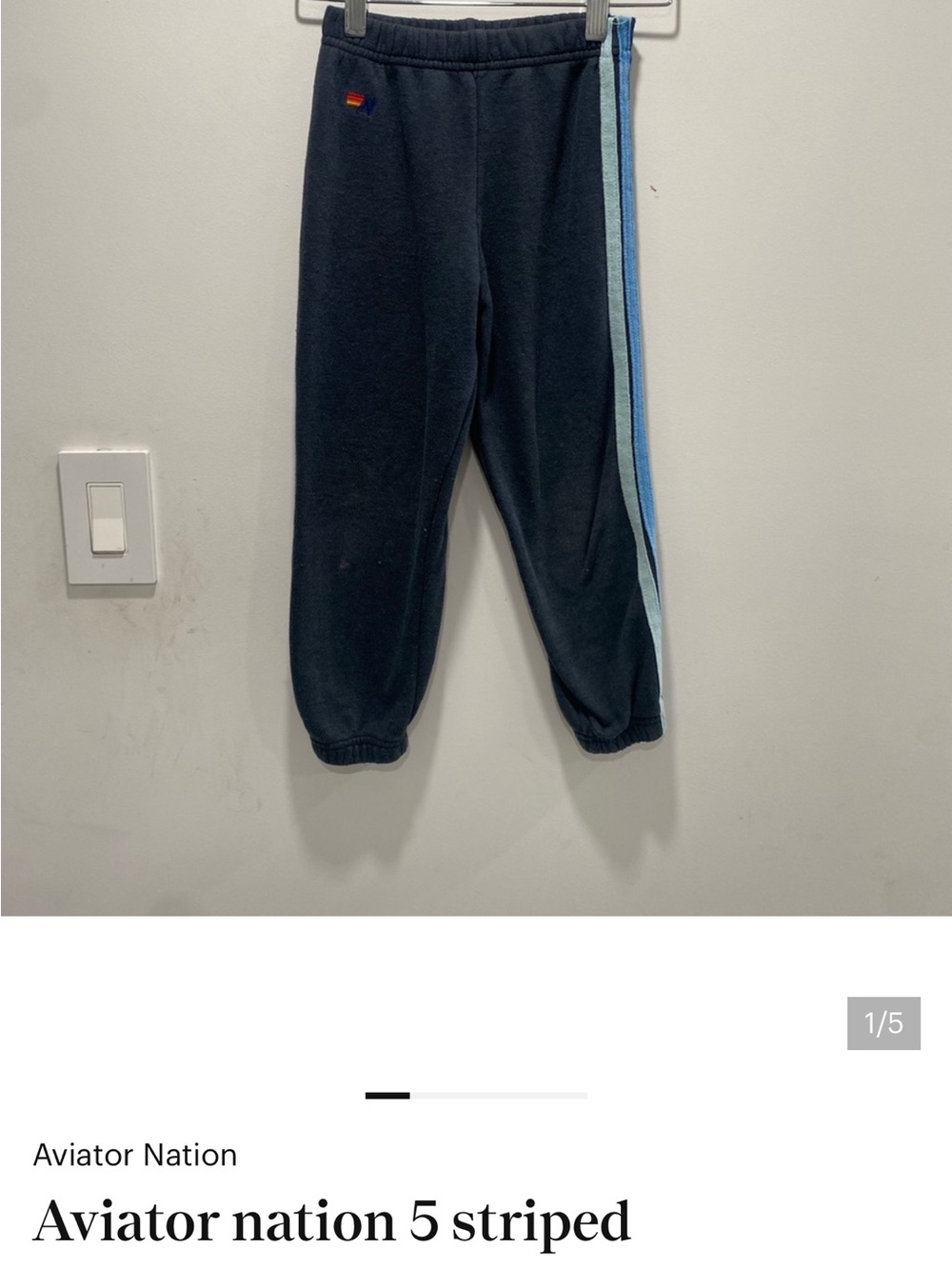 Aviator Nation Black Sweatpants with Light and Sky Blue Side Stripes